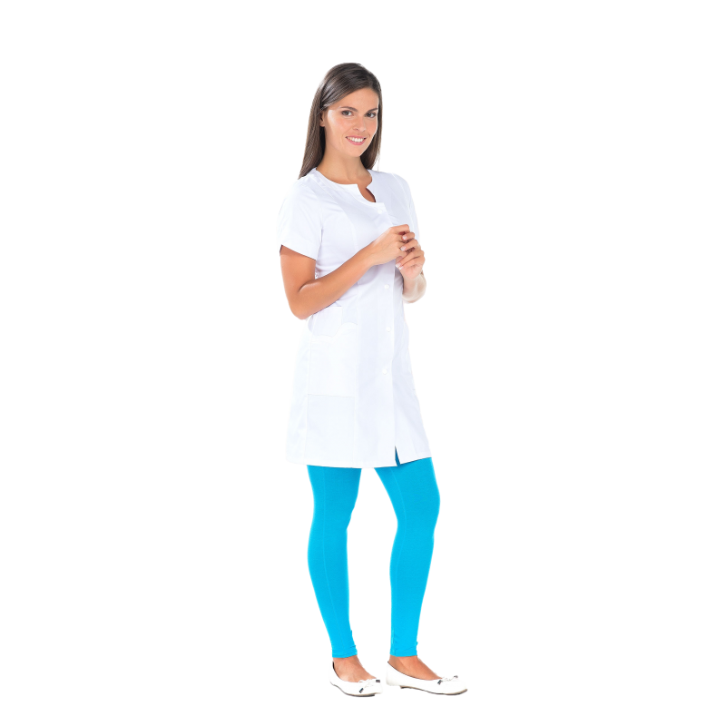 Blouse de travail femme manches courtes REMI Clara Blanc. Vu de face