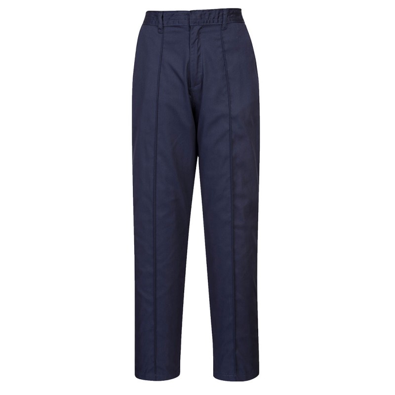 Pantalon confort Femme ceinture élastiquée coloris marine. Vu de face
