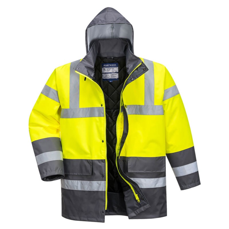 Parka Portwest S466 Haute visibilité Jaune fluo /  gris. Vu de face