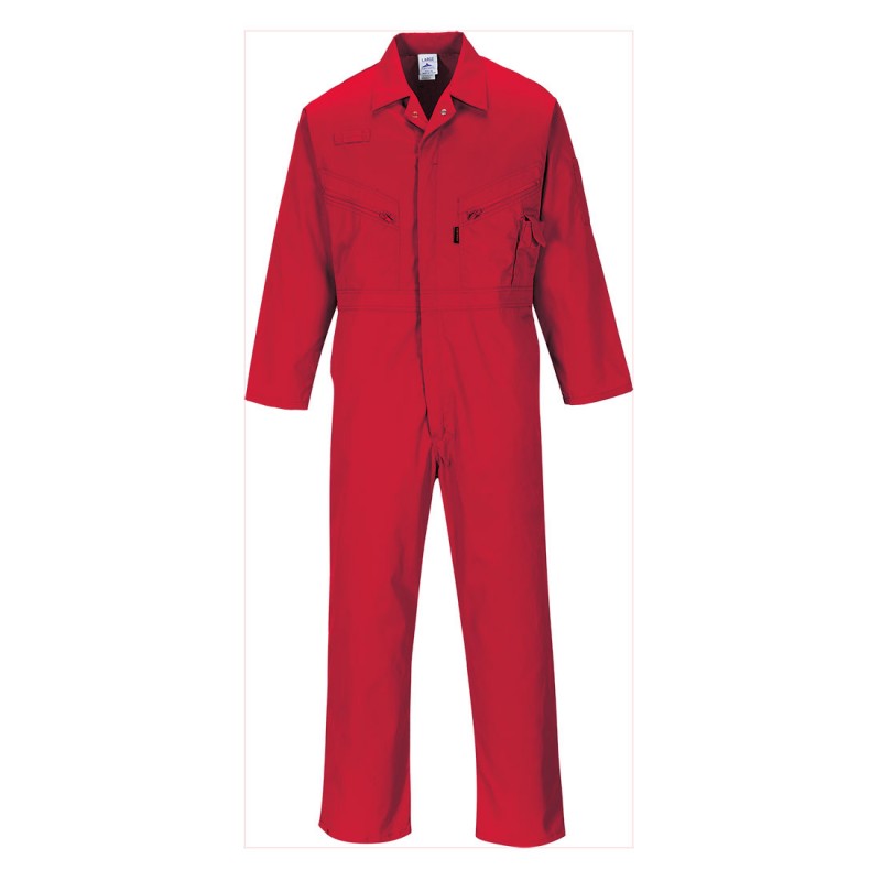 Combinaison de travail simple Portwest C813 Rouge. Vu de face