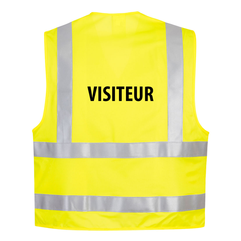 Gilet de sécurité Atex et haute visibilité Jaune fluo avec sérigraphie VISITEUR