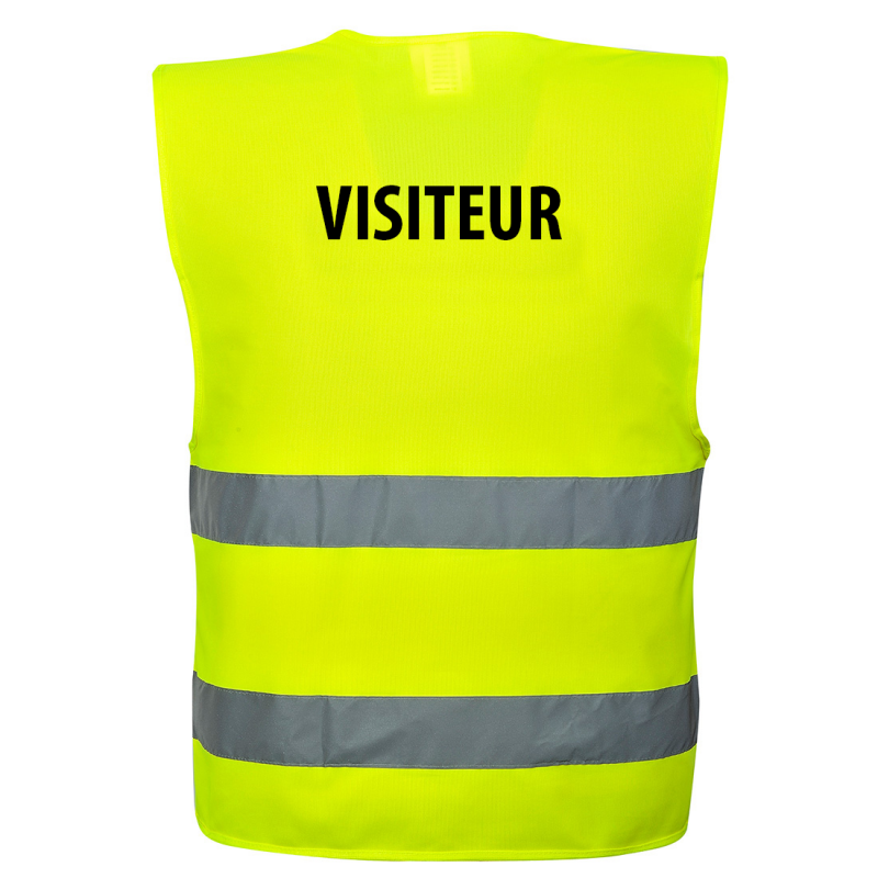 Gilet de sécurité haute visibilité Jaune fluo avec sérigraphie VISITEUR