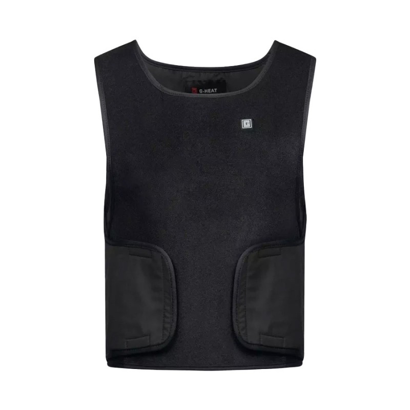 Gilet chauffant avec batterie sans manches et coupe vent G-HEAT - HV22 Noir. Vu de face