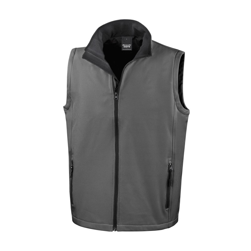 Bodywarmer softshell tient chaud + imperméable IMBRETEX RS232 Gris/noir. Vu de face