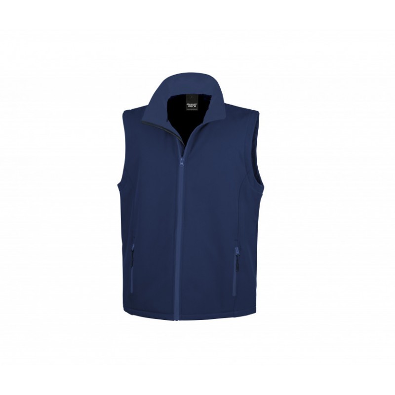 Bodywarmer softshell tient chaud + imperméable IMBRETEX RS232 Marine. Vu de face