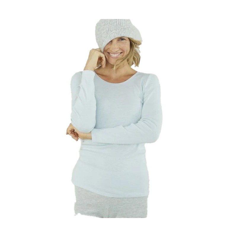 Tee-shirt pour femmes manches longues DAMART 54115 Blanc. Vu de face