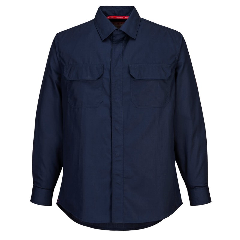 Chemise manches longues multirisques PORTWEST FR69 Marine. Vu de face