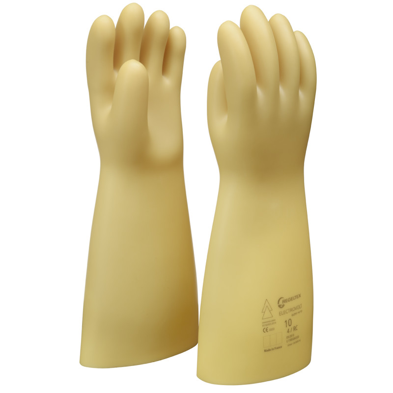 Gants en caoutchouc naturel isolants COVERGUARD - MO8056 Beige. Vu dos et paume de la main