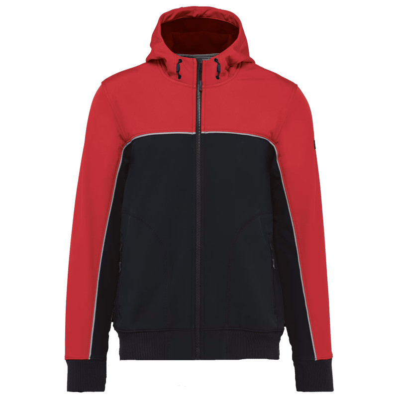 Veste softshell 3 couches, imperméabilité et tient au chaud WK DESIGNED TO WORK - WK450 Noir/rouge. Vu de face