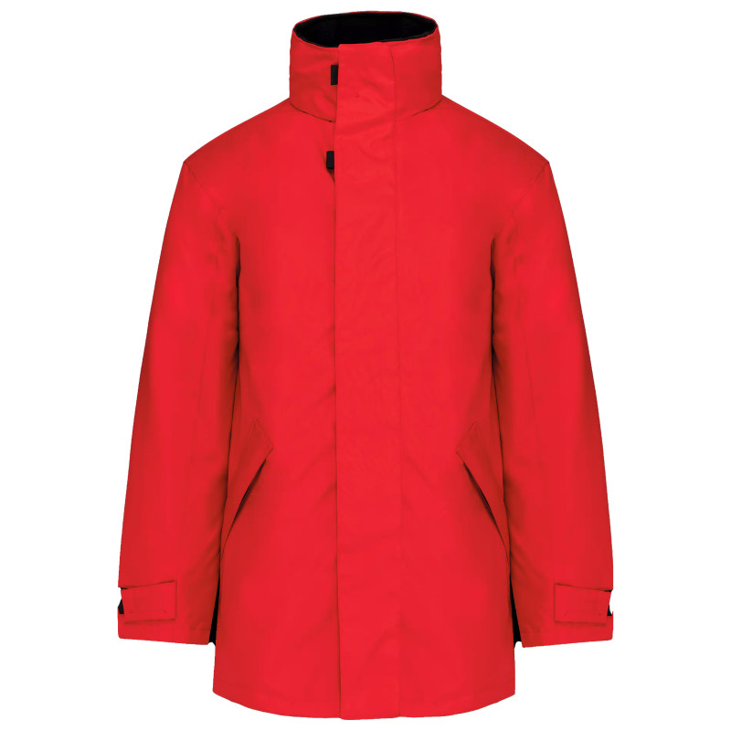 Parka pour hommes en polyester avec doublure matelassée Rouge. Vu de face