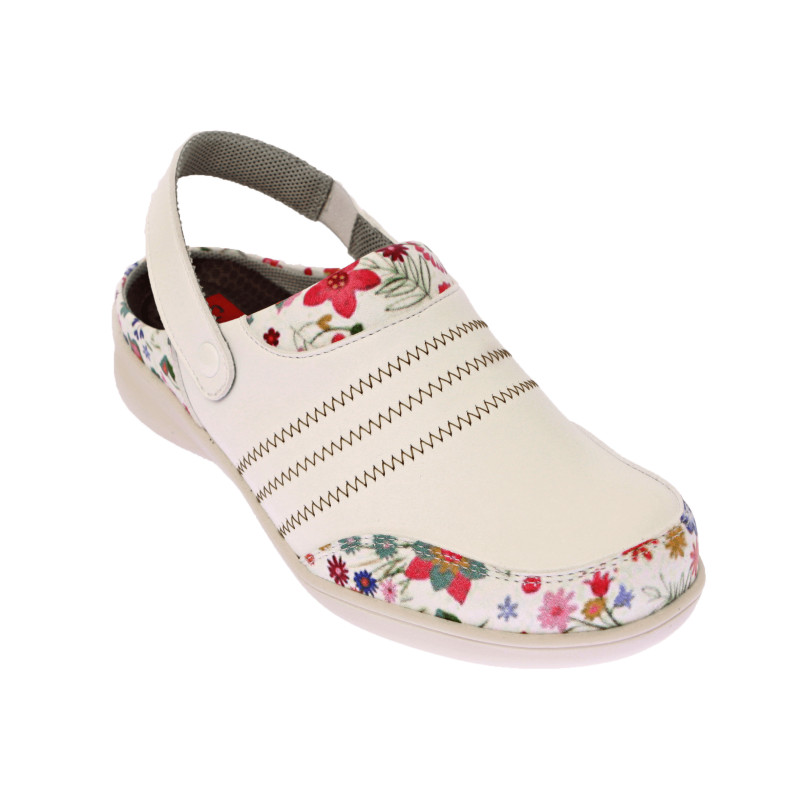 Sabot de travail hospitalier pour femme, imperméable SRB - Swedi - TAFEL+ Blanc. Vu de profil