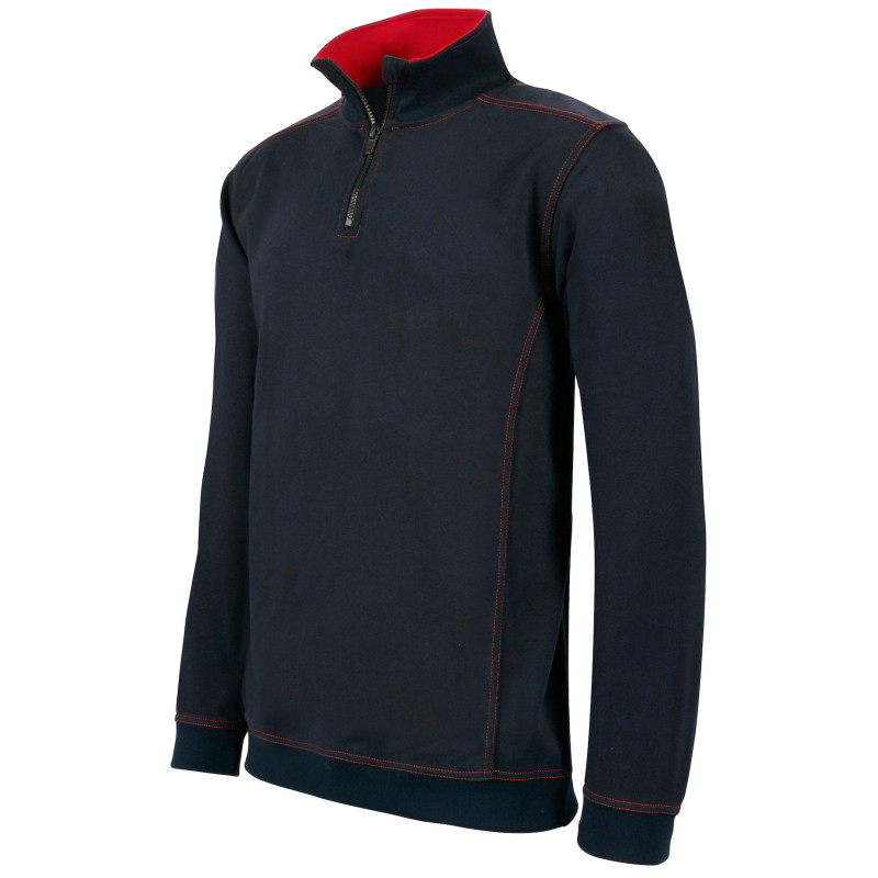 Sweatshirt avec fermeture montante zippée, multirisques CONCEPT - SWENF8MG804 Marine/rouge