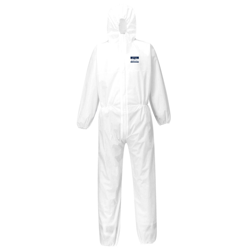 Combinaison jetable en tissu SMS de protection 5/6 PORTWEST - ST30 Blanc. Vu de face