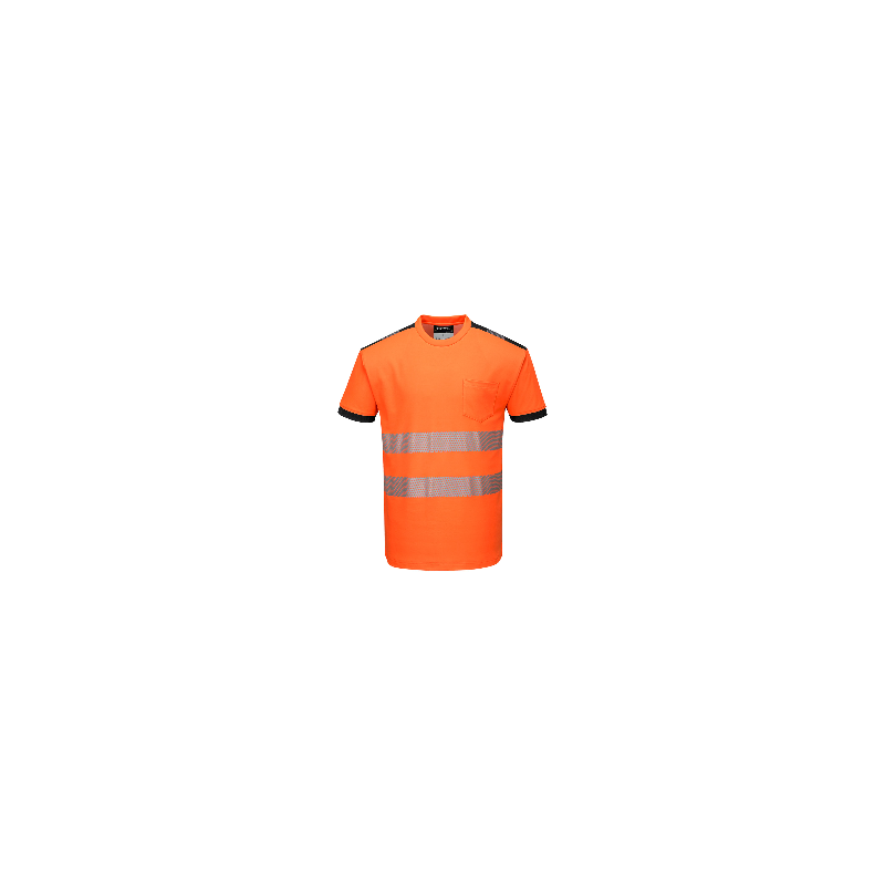Tee shirt Portwest T181 Haute visibilité Orange fluo. Vu de face