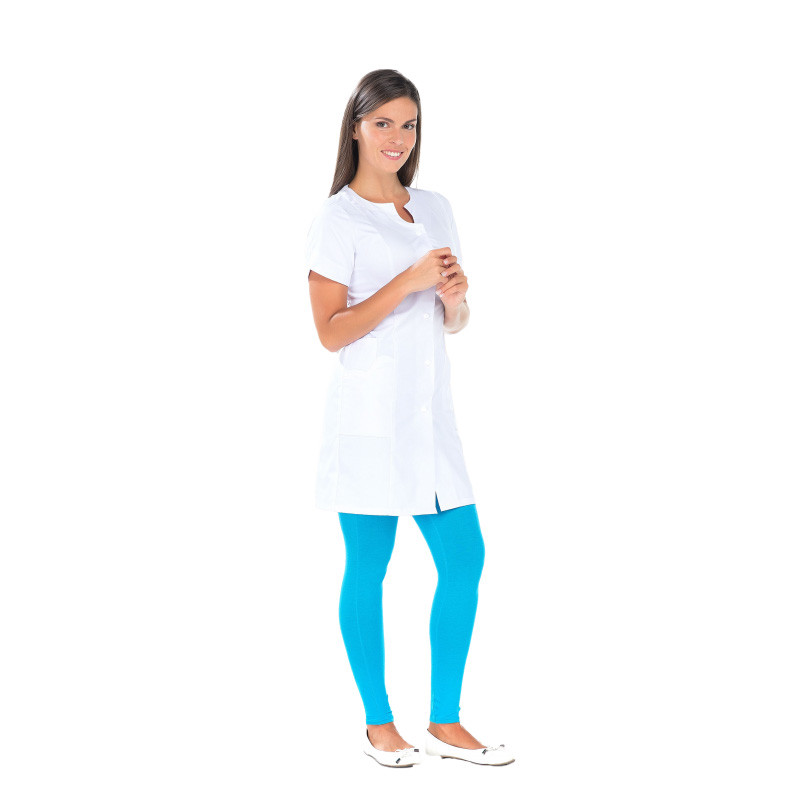 Blouse de travail femme manches courtes REMI Clara Blanc. Vu de face