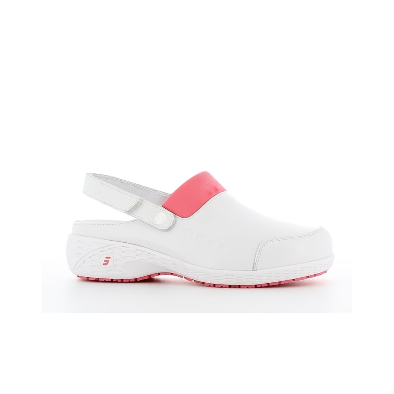 Sabot de travail médicale en cuir fermeture rapide SRC ESD - Safety Jogger - SHEILA Fuschia
