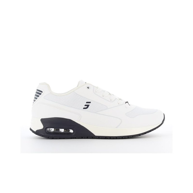 Basket de travail homme en cuir ESD SRC - Safety Jogger - JUSTIN Blanc/Marine