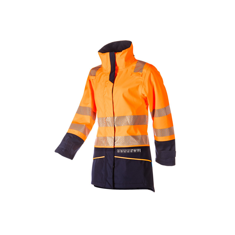 Parka multirisques, imperméable et haute visibilité SIOEN Vaski Orange fluo/marine