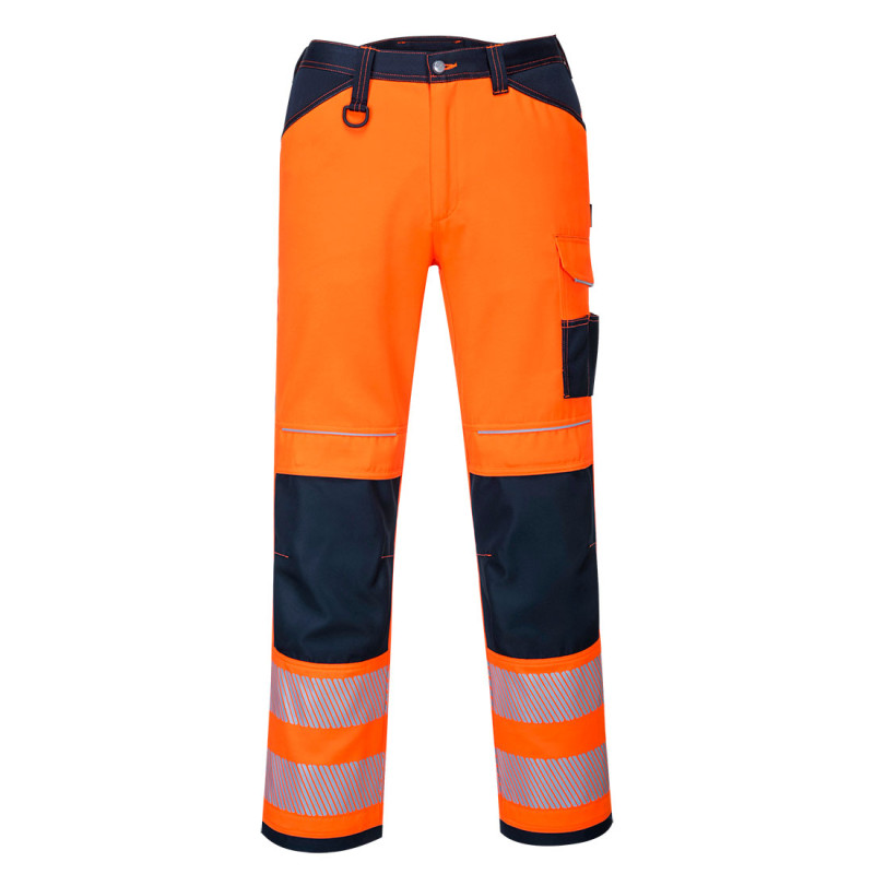 Pantalon de travail haute visibilité PORTWEST PW340 Orange fluo/marine