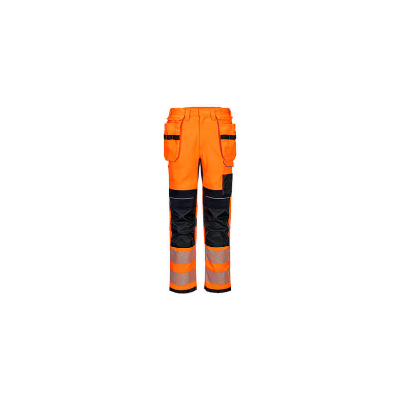 Pantalon de travail Atex et haute visibilité PORTWEST FR415 Orange fluo/noir