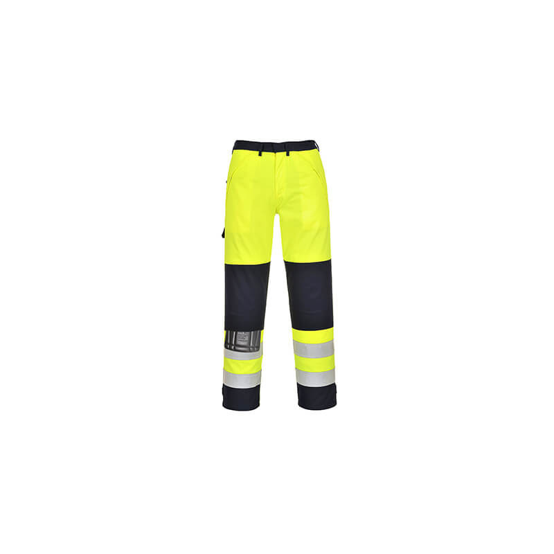 Pantalon haute visibilité et multirisques PORTWEST FR62 Jaune fluo/marine