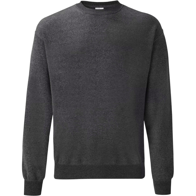 Sweat-shirt col rond Fruit Of The Loom Dark Heather Grey. Vu de face