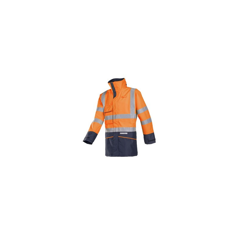 Parka haute visibilité, ignifuge et antistatique, imperméable SIOEN HEDLAND Orange fluo/marine