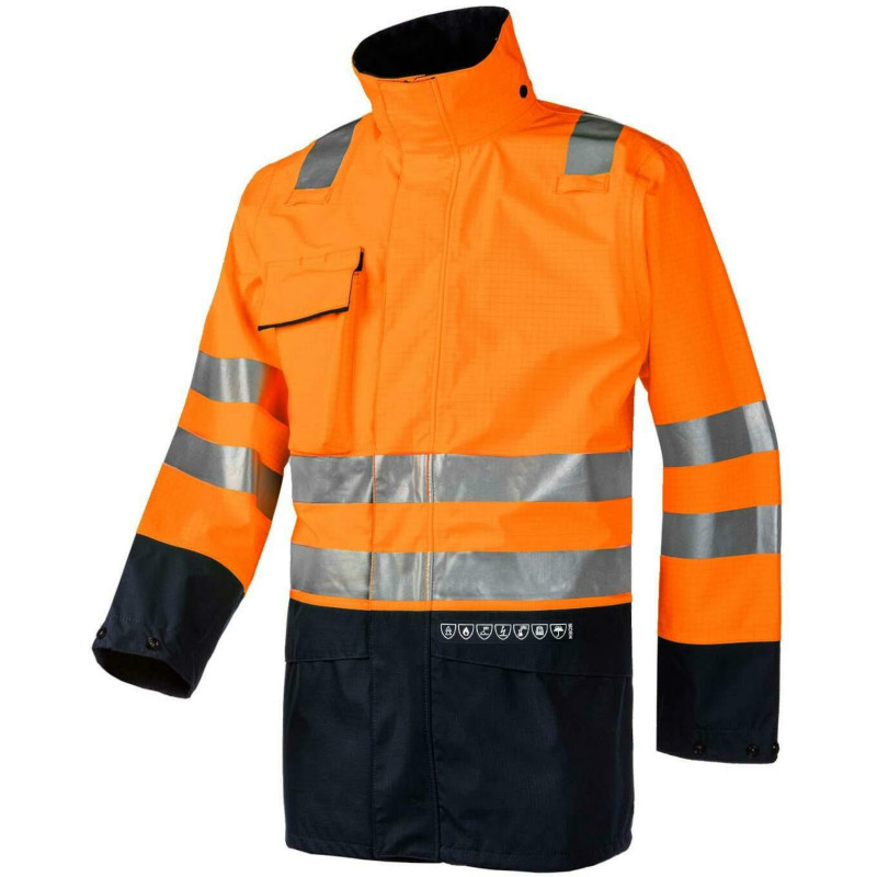 Parka de pluie haute visibilité et Atex SIOEN - KALDVIK Orange fluo/marine