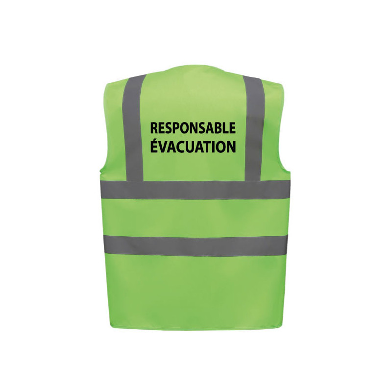 Gilet de sécurité Atex et haute visibilité Responsable évacuation COVERGUARD MO70262 Vert fluo