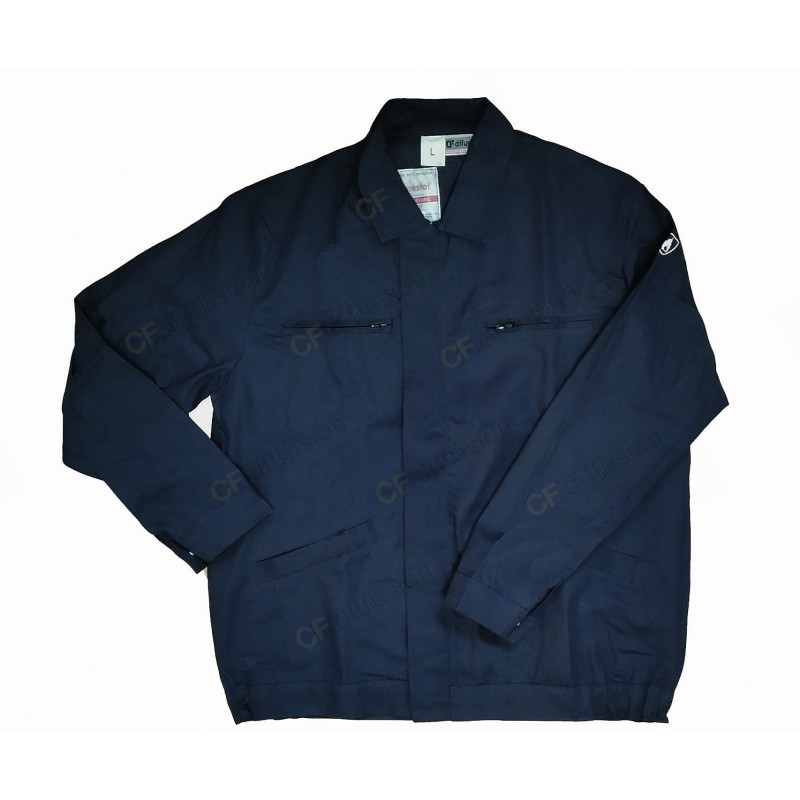 Blouson ATEX avec marquage des normes CF Diffusion Marine. Vu de face