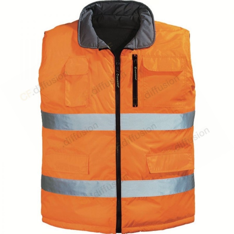 Gilet haute visibilité réversible Coverguard 7HWGO Orange fluo Vu de face