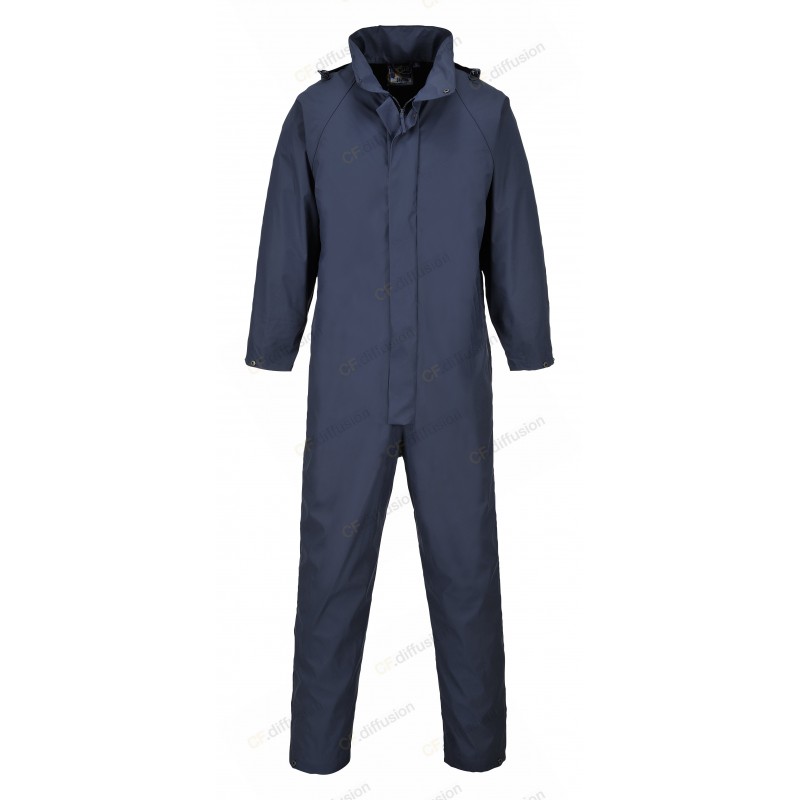 Combinaison Portwest S452 Imperméable 100% étanche Marine. Vu de face