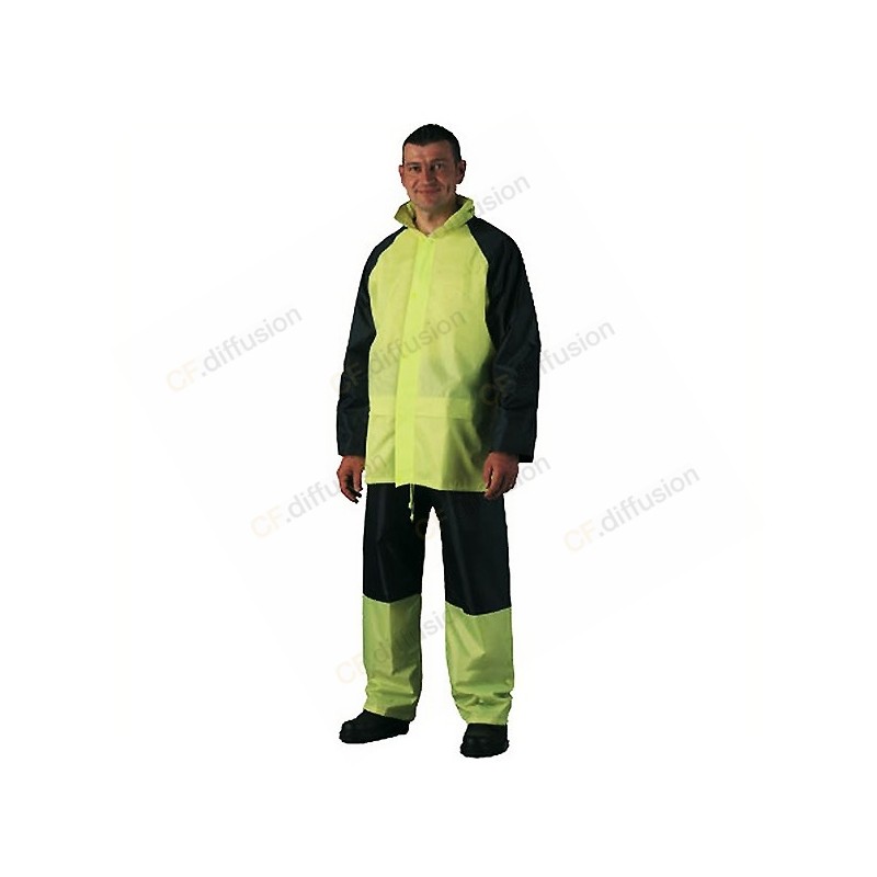 Ensemble de pluie imperméable Coverguard 5PLS120 Jaune. Vu de face