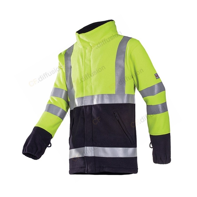 Veste polaire, haute visibilité, antistatique SIOEN 9896N3TF7 Jaune fluo/Marine. Vu de face