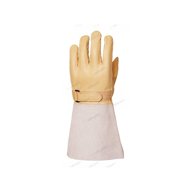 Sur-gants électriciens hydrofuges cuir pleine fleur avec attache scratch