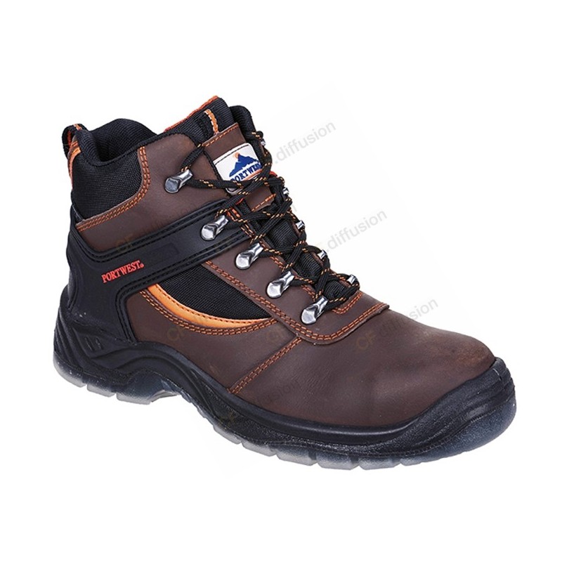 Chaussure de sécurité haute, S3 SRC, Portwest FW69 Noir. Vu de profil