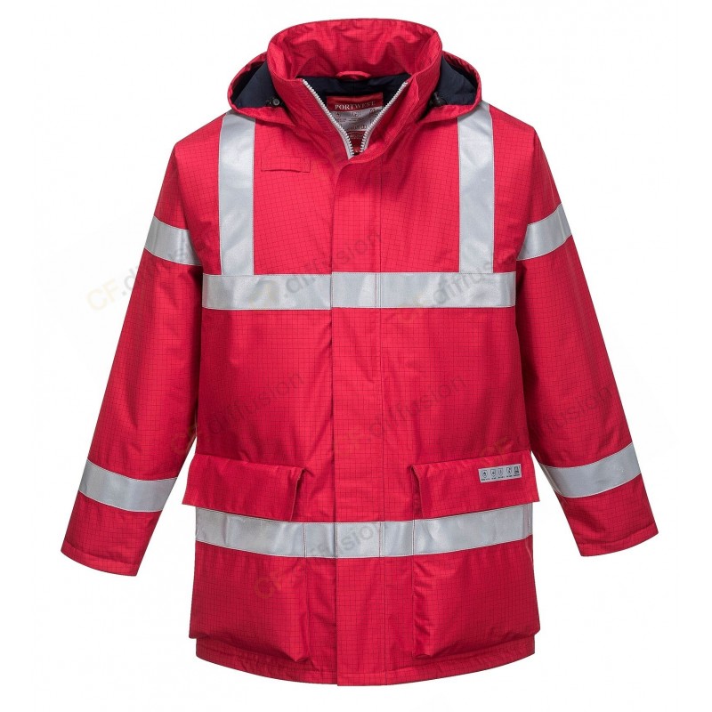 Parka Portwest S785 multirisques Rouge. Vu de face