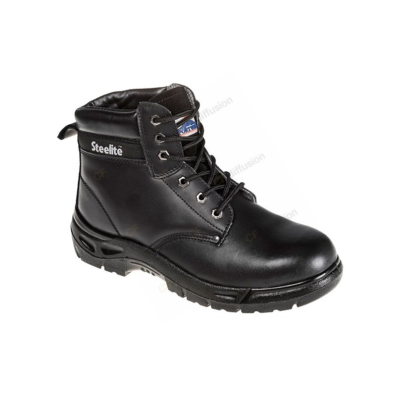 Chaussure de sécurité haute antidérapante S3 Portwest FW03 Noir. Vu de profil