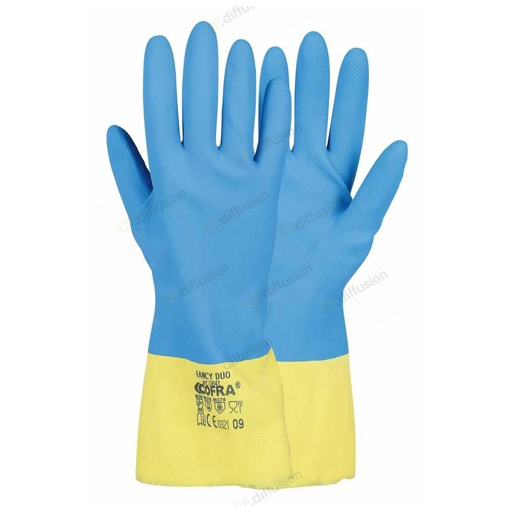 Gants néoprène/latex protection chimique Finition antidérapante