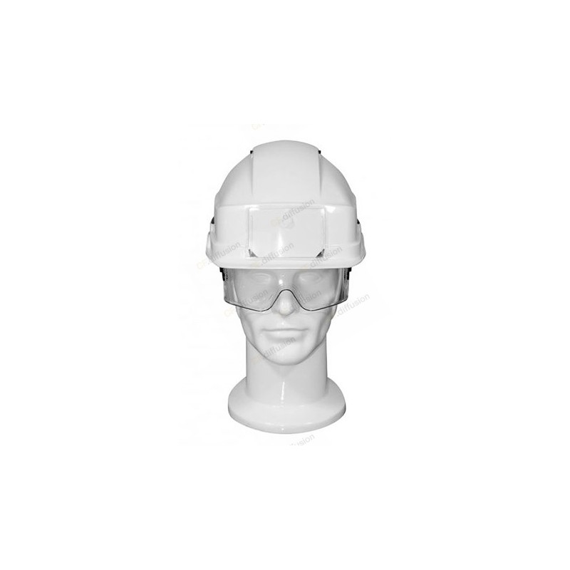 Casque IRIS2 + Lunette/masque intégrée sous visière + porte badge AUBOUEIX Blanc