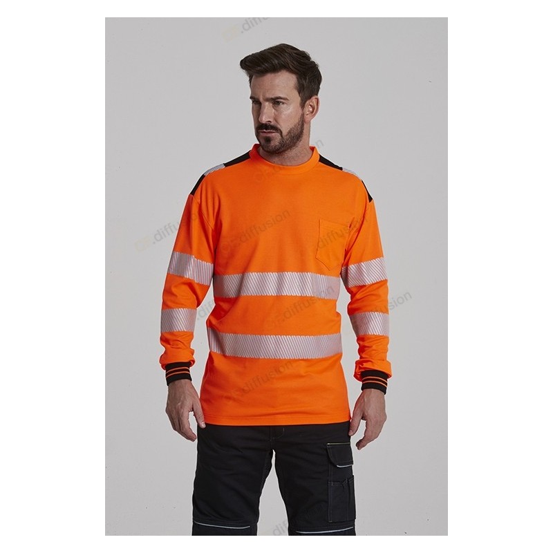 T-shirt Portwest T185 haute visibilité Orange fluo. Vu de face