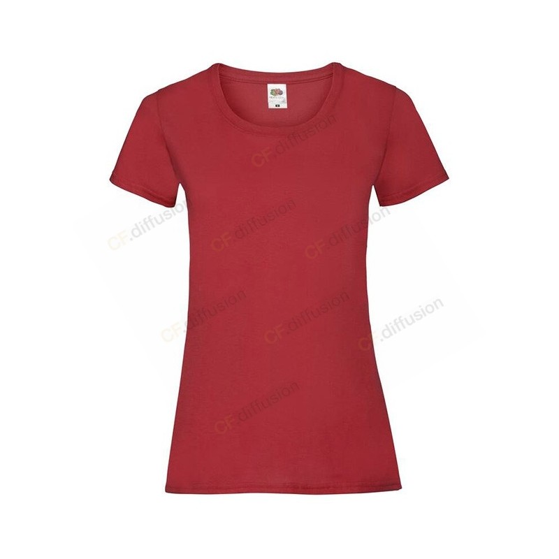 Tee-shirt manches courtes pour femme Fruit Of The Loom Rouge. Vu de face