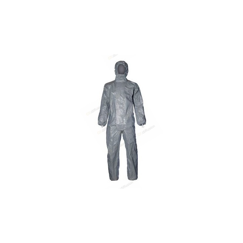 Combinaison protection chimiques à capuche NOYON PROTECTION - TF CHZ5 T GY 00 Gris. Vu de face