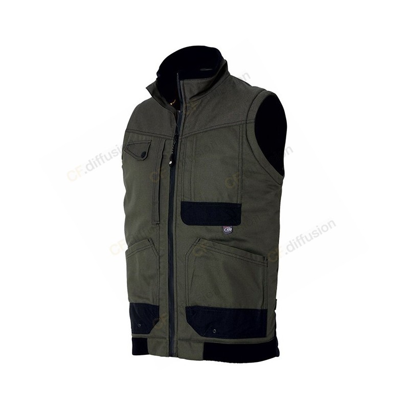 Gilet de travail Molinel 0572 4101 204 Vert kaki. Vu de face